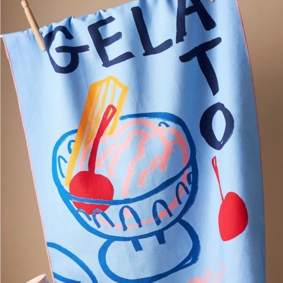 Anthropologie Jordan Nickson Gelato Party Cotton Dish Towel - Picture 1 of 2